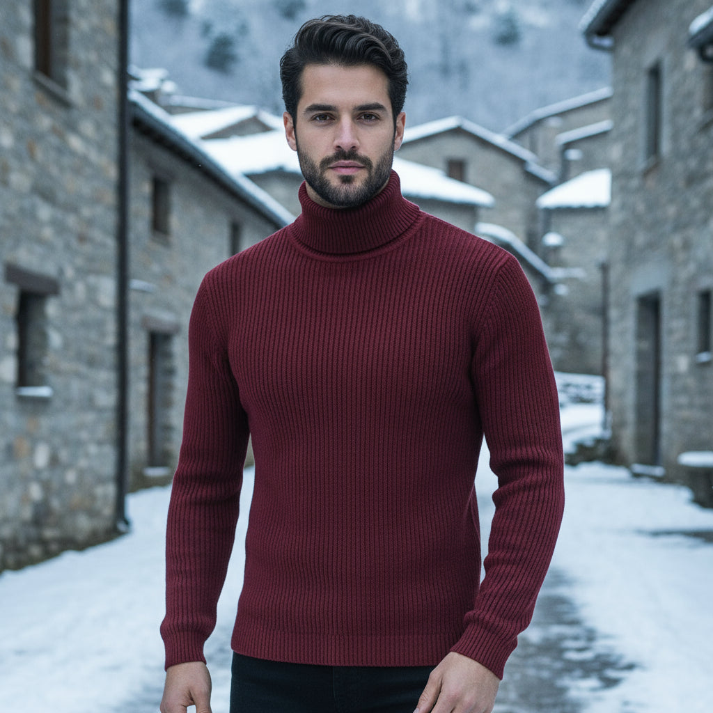 Miękka Bluza Męska Z Wysokim Kołnierzem - Klasyczny Krój, Komfortowa i Stylowa, Idealna Na Jesień/Zimę - 2