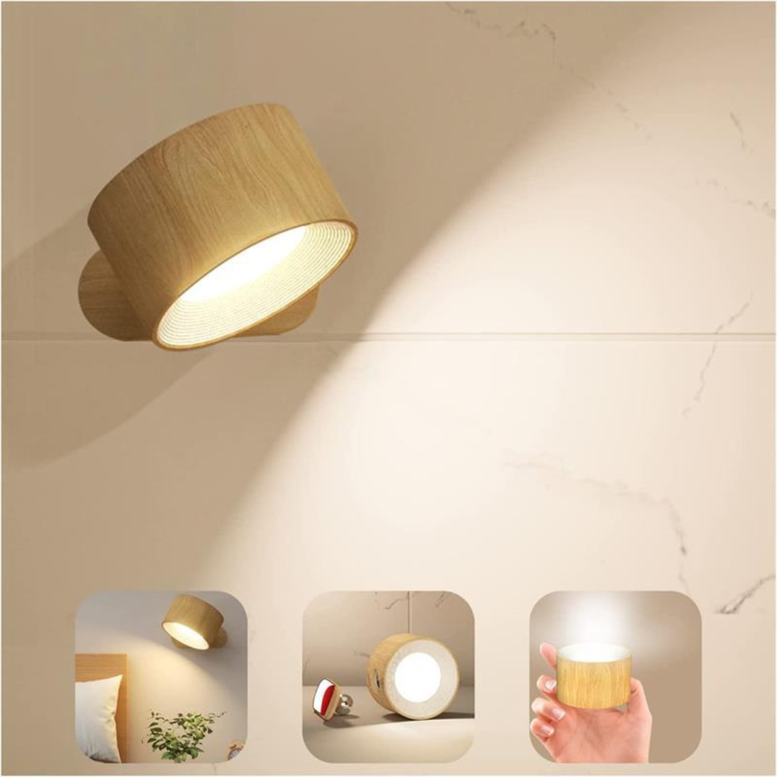 AeroGlow Lampa Ścienna | Bezprzewodowa, Akumulatorowa, 360 Stopni 2