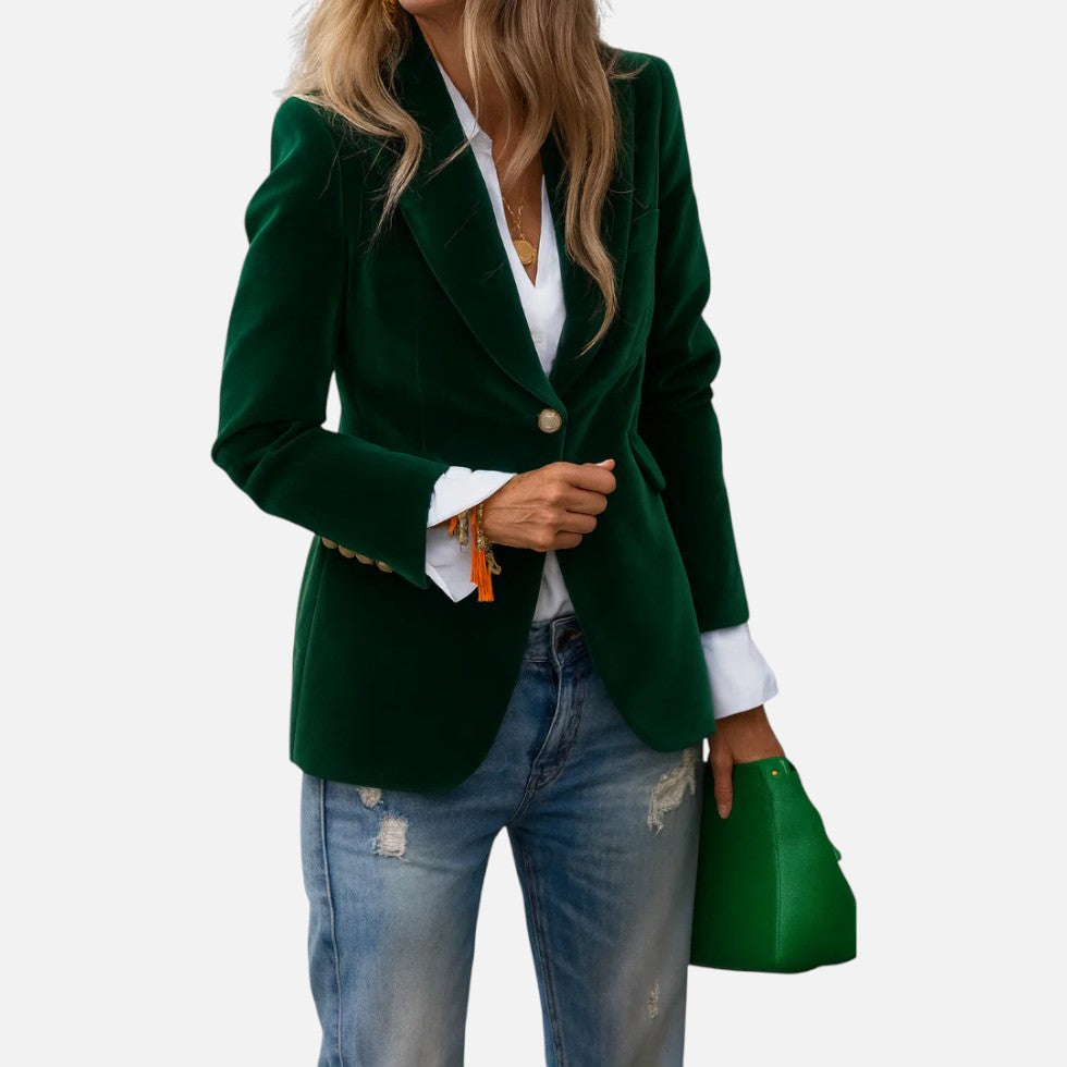 Aksamitna Marynarka Damska Czarna | Klasyczny Krój, Elegancka 5