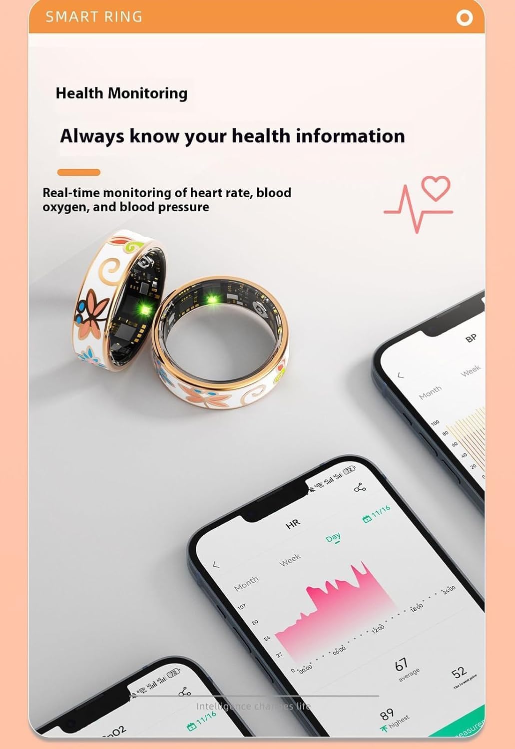 Aurina Smart Wellness Ring | Stal Nierdzewna, Monitorowanie Aktywności i Snu 3