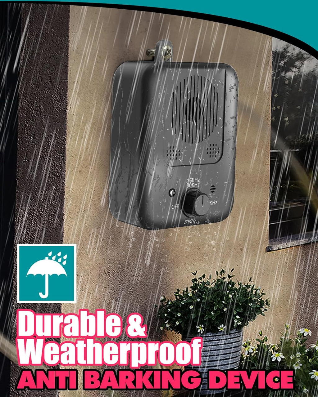 Calvero Ultrasonic Dog Repeller | Ładowalne, Zasięg 15 m, IPX4 5