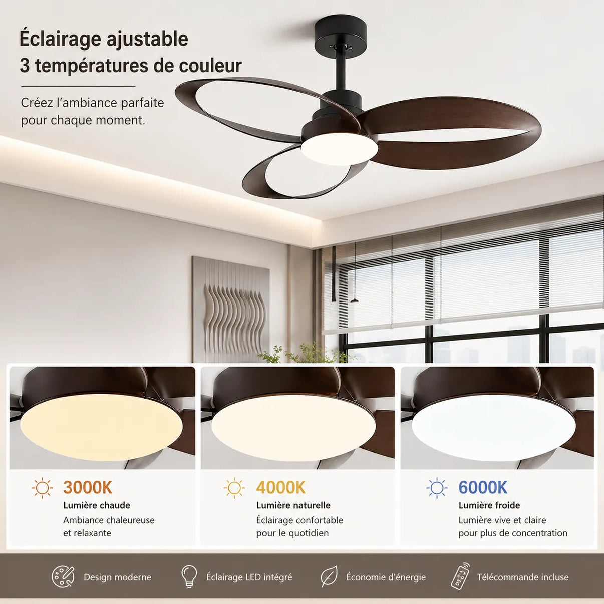 Cezar Wentylator Sufitowy z Lampą | Drewniane Łopatki, Cichy, Nowoczesny Design 5