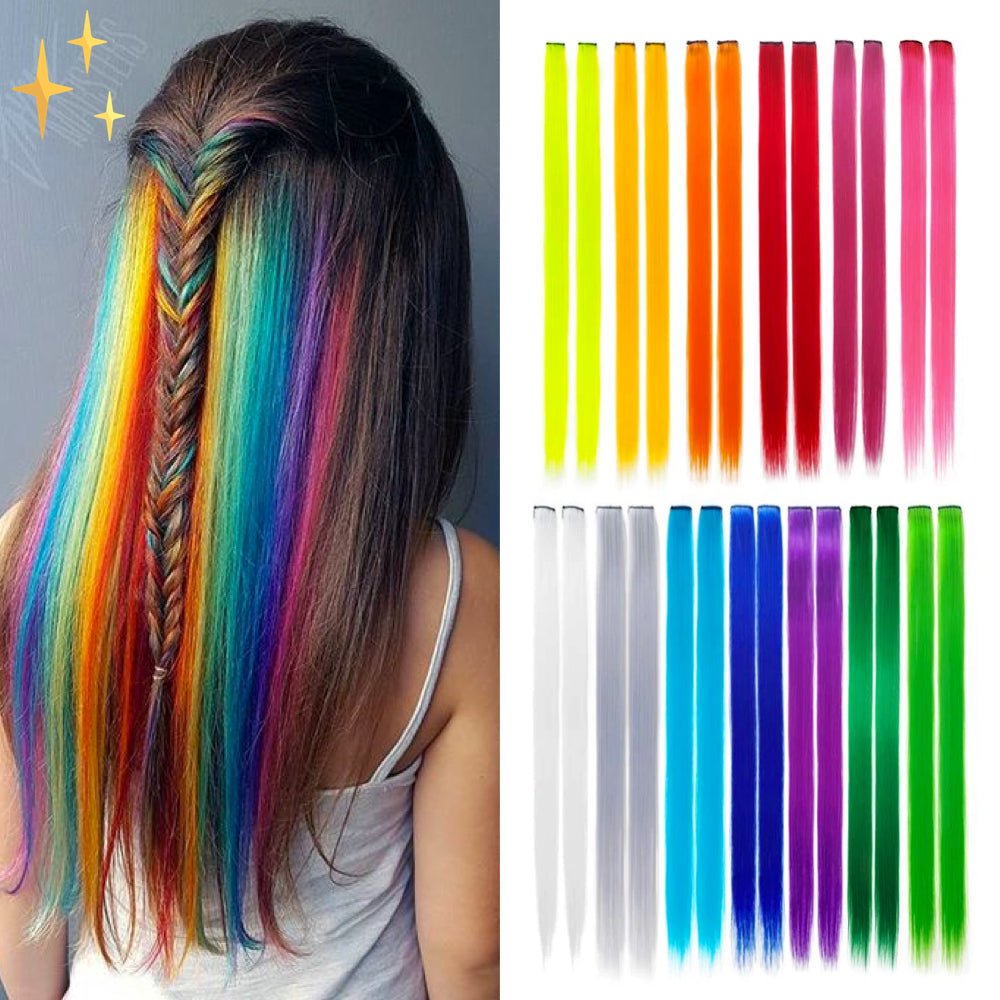ColorLux Rainbow Hair Extensions Clip-in | 26 Kolorów Tęczy, 50 cm 0