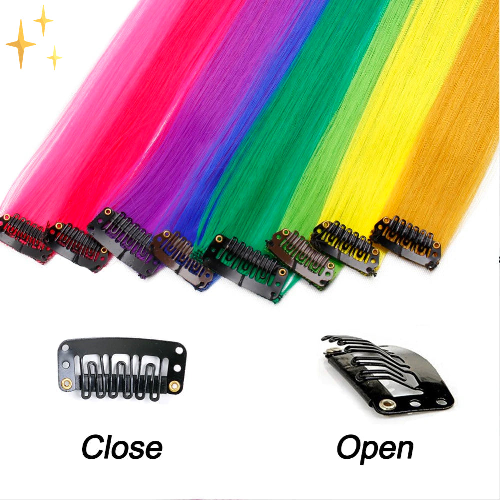 ColorLux Rainbow Hair Extensions Clip-in | 26 Kolorów Tęczy, 50 cm 5