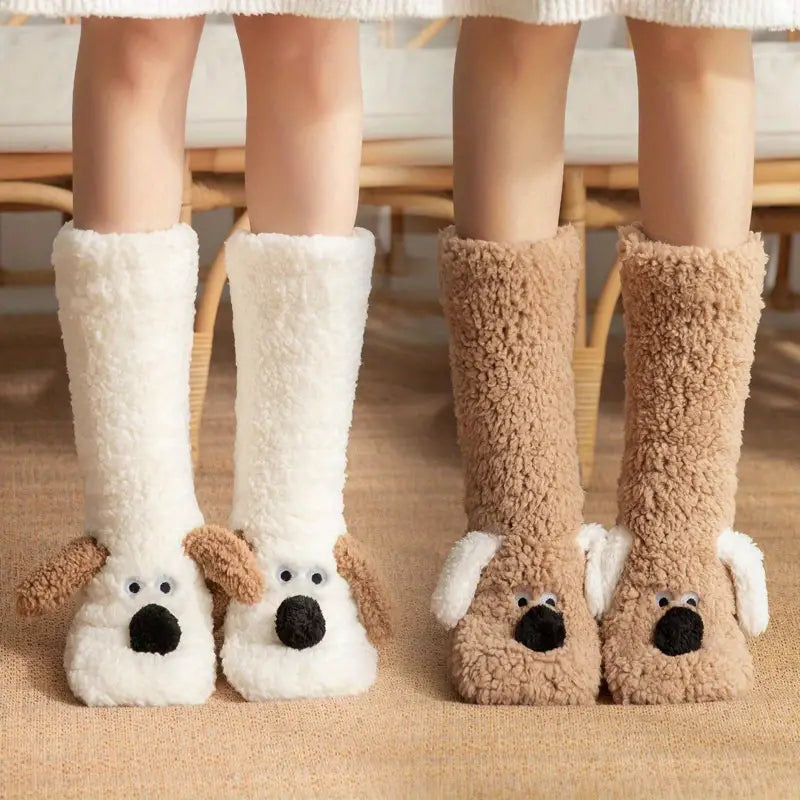 CozyPaws Zimowe Skarpetki | Pluszowe, Antypoślizgowe z Motywami Zwierzęcymi 1