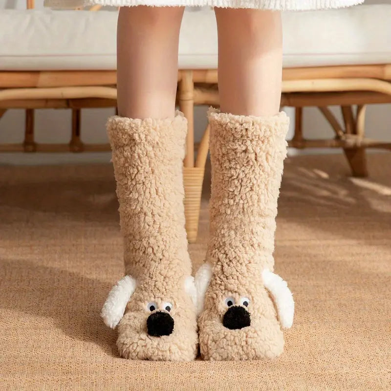 CozyPaws Zimowe Skarpetki | Pluszowe, Antypoślizgowe z Motywami Zwierzęcymi 10