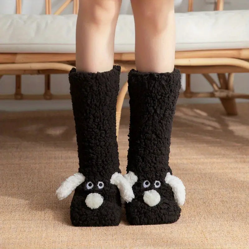 CozyPaws Zimowe Skarpetki | Pluszowe, Antypoślizgowe z Motywami Zwierzęcymi 3