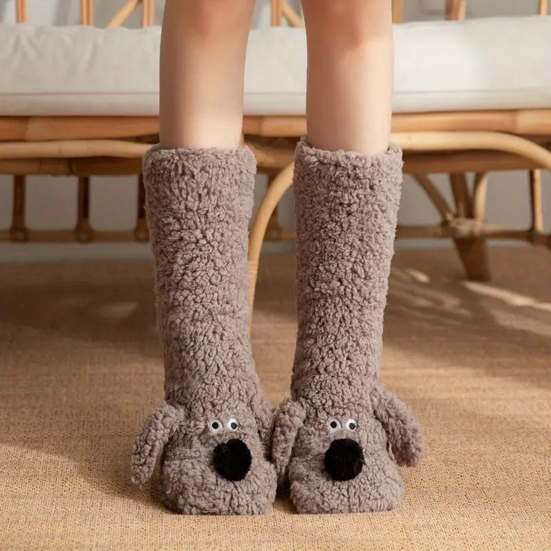 CozyPaws Zimowe Skarpetki | Pluszowe, Antypoślizgowe z Motywami Zwierzęcymi 4