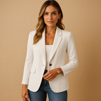 Czarna Marynarka Damska Slim Fit | Elastyczny Materiał, Elegancka 0