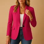 Czarna Marynarka Damska Slim Fit | Elastyczny Materiał, Elegancka 1