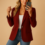Czarna Marynarka Damska Slim Fit | Elastyczny Materiał, Elegancka 4