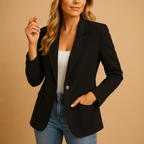 Czarna Marynarka Damska Slim Fit | Elastyczny Materiał, Elegancka 6