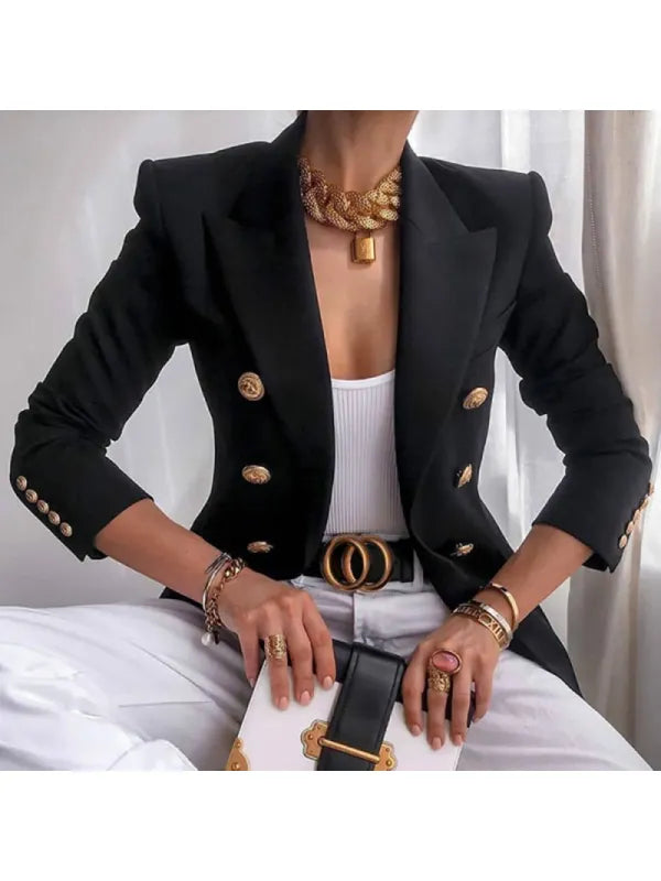 Czarna Marynarka Damska | Elegancki Design z Guzikami, Wysoka Jakość 0