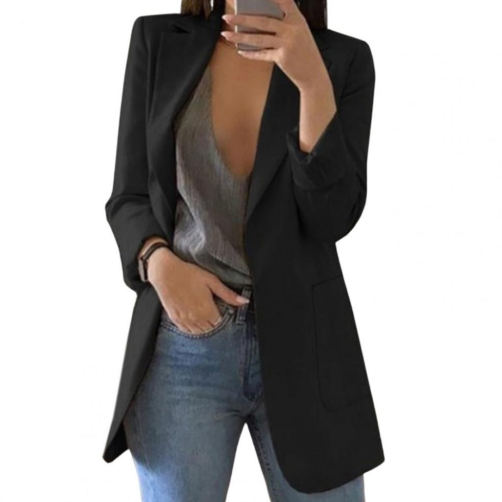 Czarna Marynarka Damska | Poliester, Elegancka Blazer dla Kobiet 0