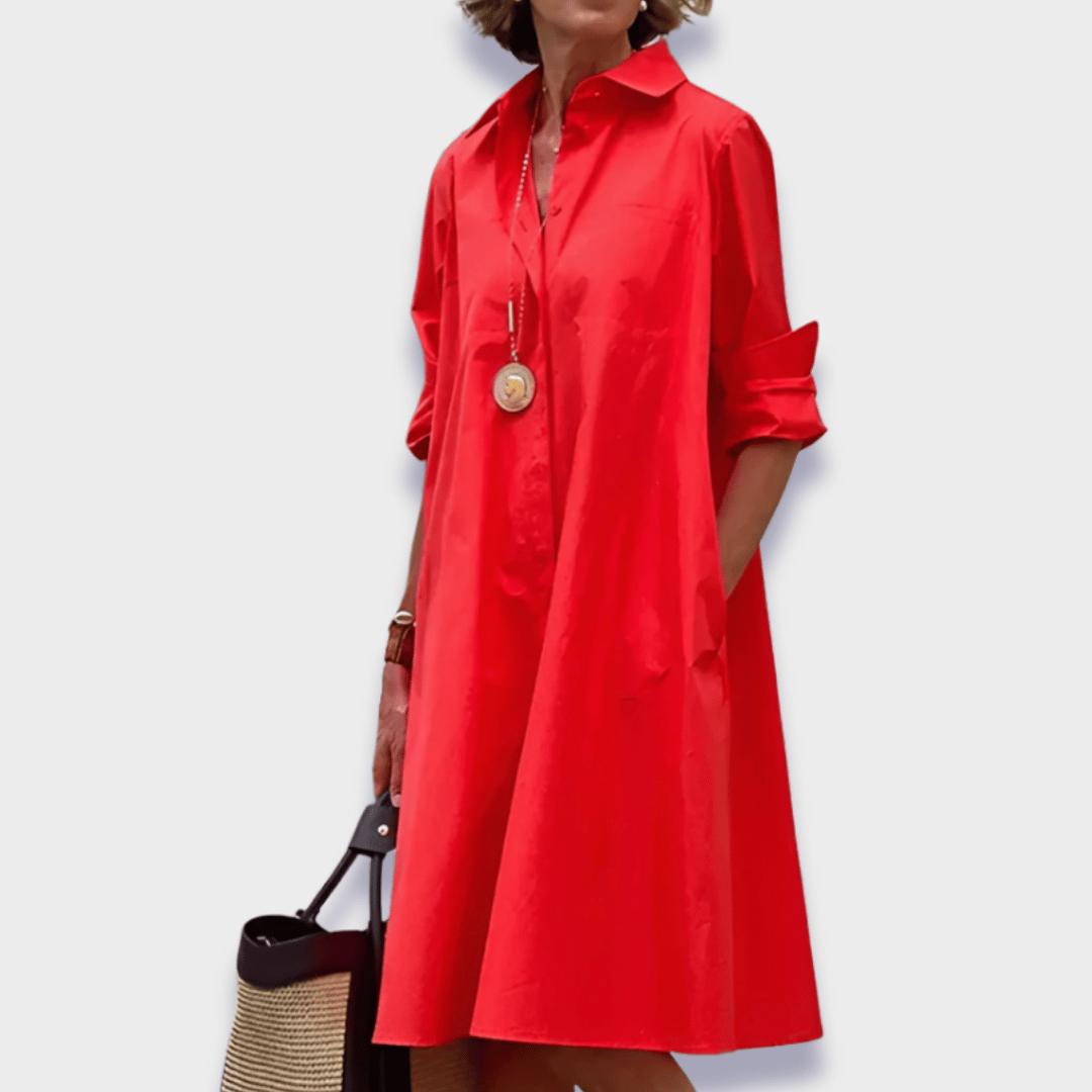 Czarna Sukienka Midi | Elegancki Krój Polo, Oddychający Materiał 0