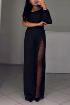 Czarny Kombinezon Damski | Elegancki Styl, Szerokie Nogawki, Idealny Na Wesele 1