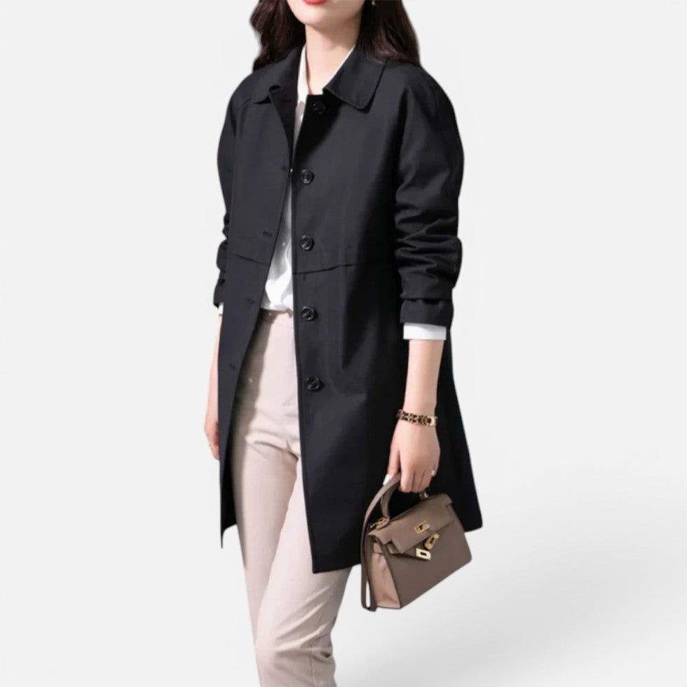 Damski długi trenchcoat z guzikami