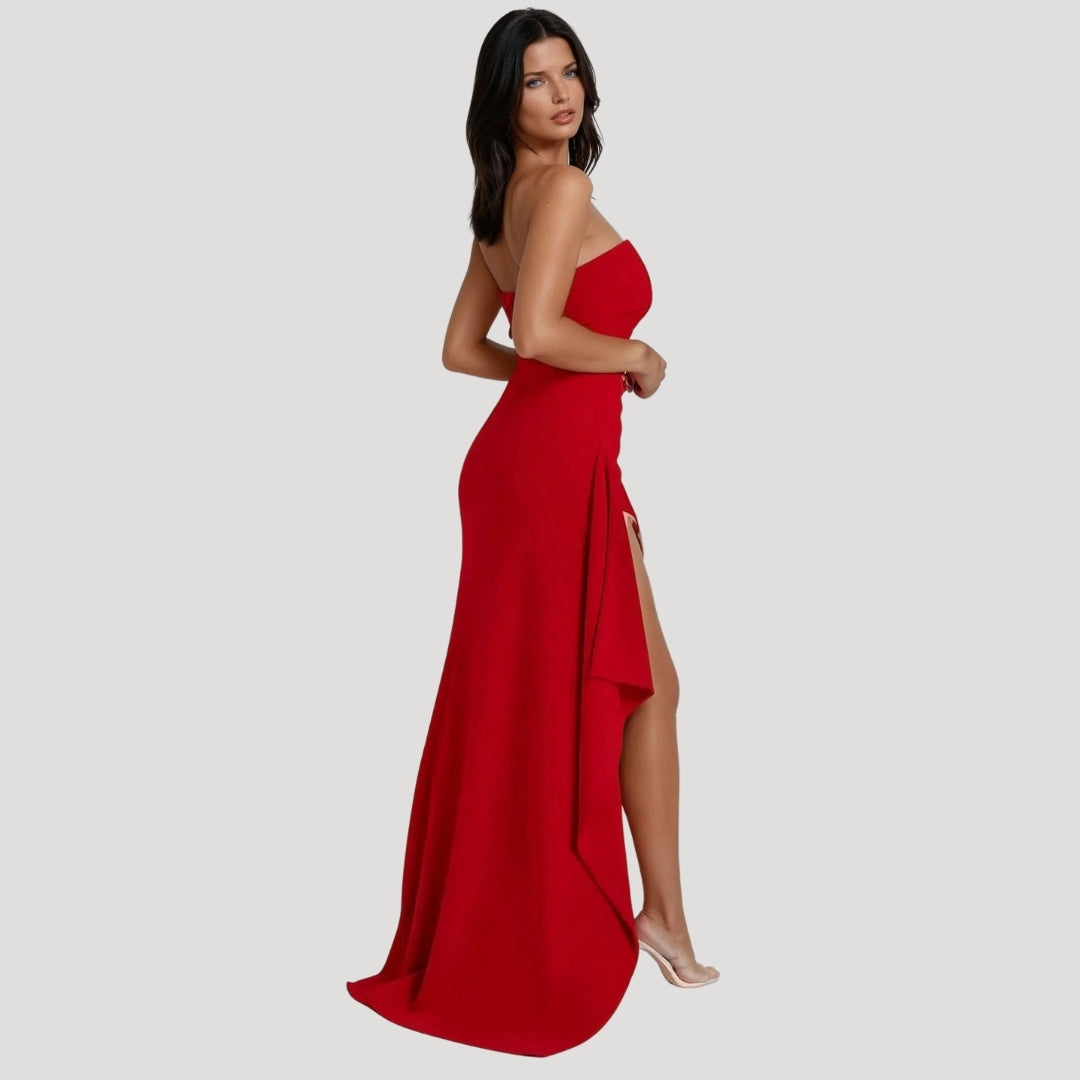 Damska Sukienka Maxi | Elegancka Bez Ramiączek, Idealna na Wesele 8