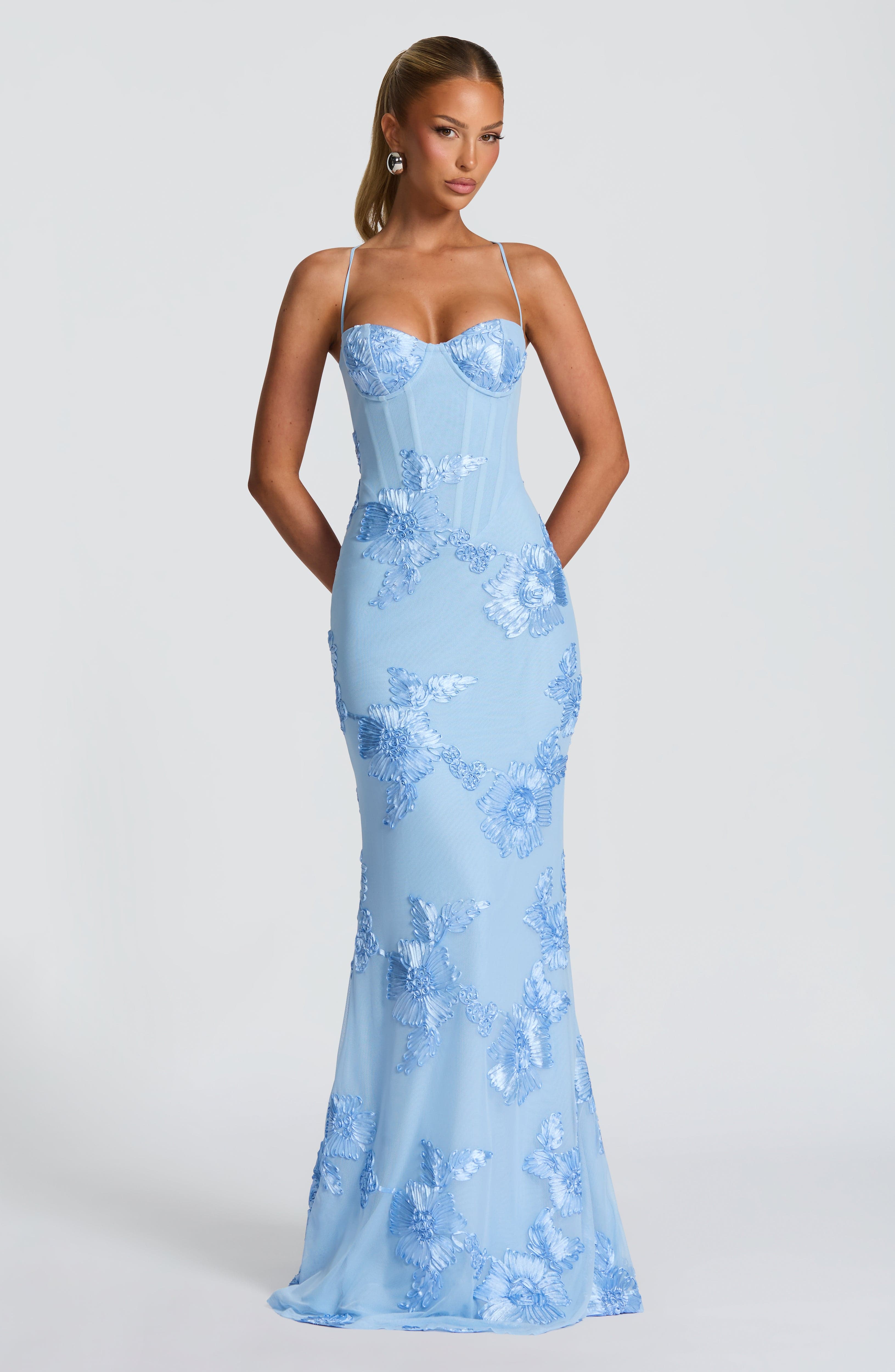 Damska Sukienka Maxi | Kwiatowy Haft, Elegancka na Wesele 10