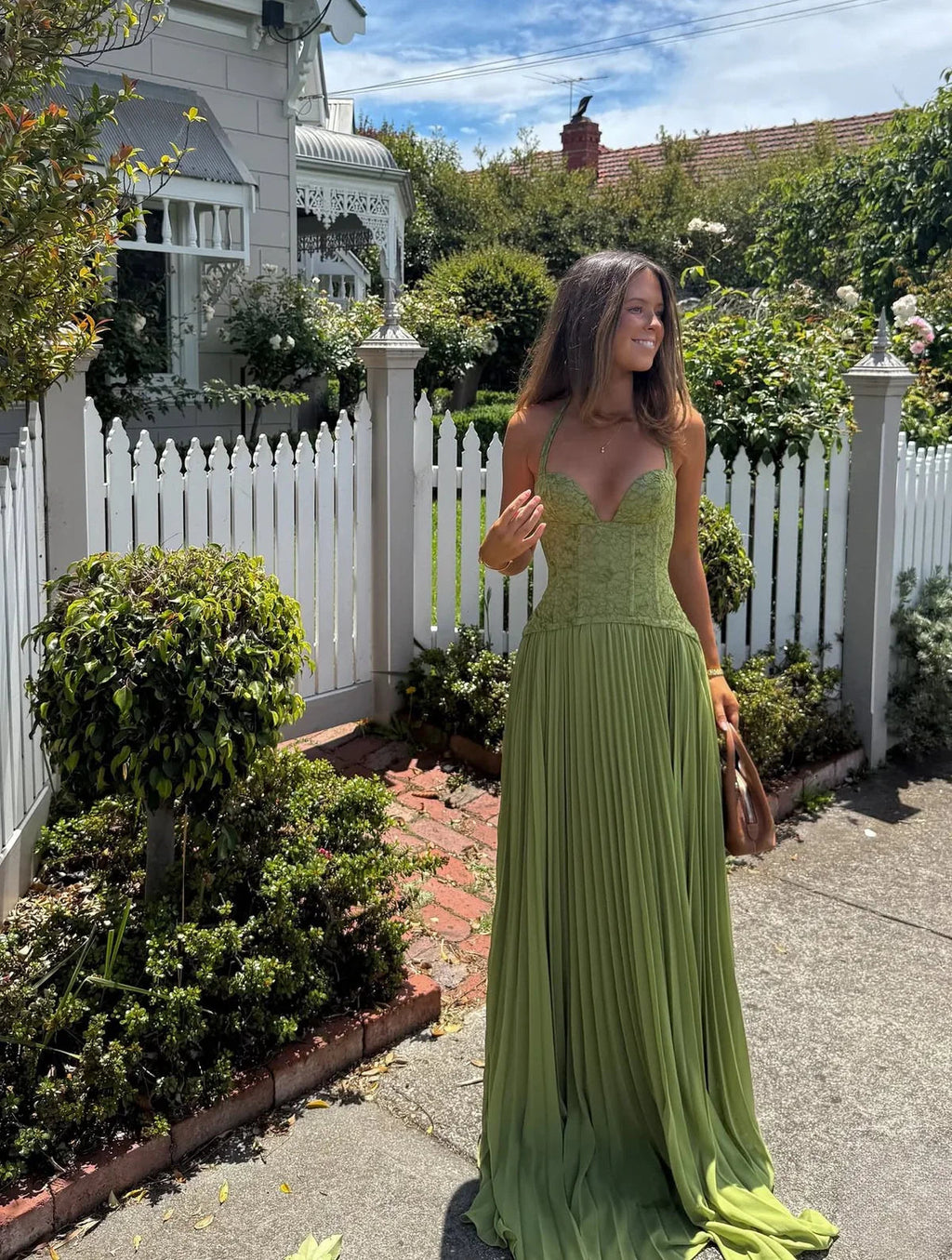 Damska Sukienka Maxi | Plisowana Halter, Elegancka na Wesele 2