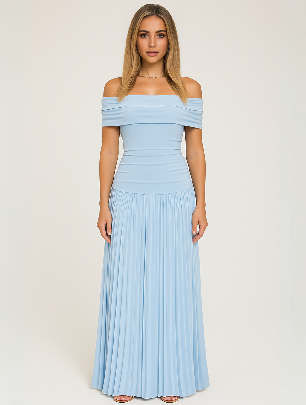 Damska Sukienka Maxi | Plisowana, Elegancka na Wesele i Wieczorne Uroczystości 4