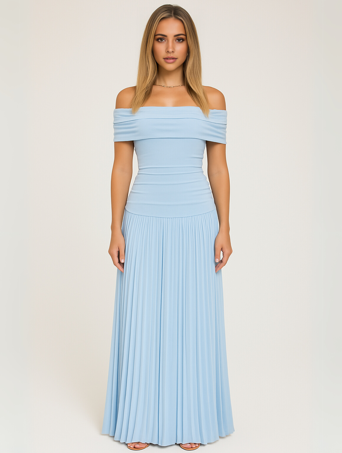 Damska Sukienka Maxi | Plisowana, Elegancka na Wesele i Wieczorne Uroczystości 4