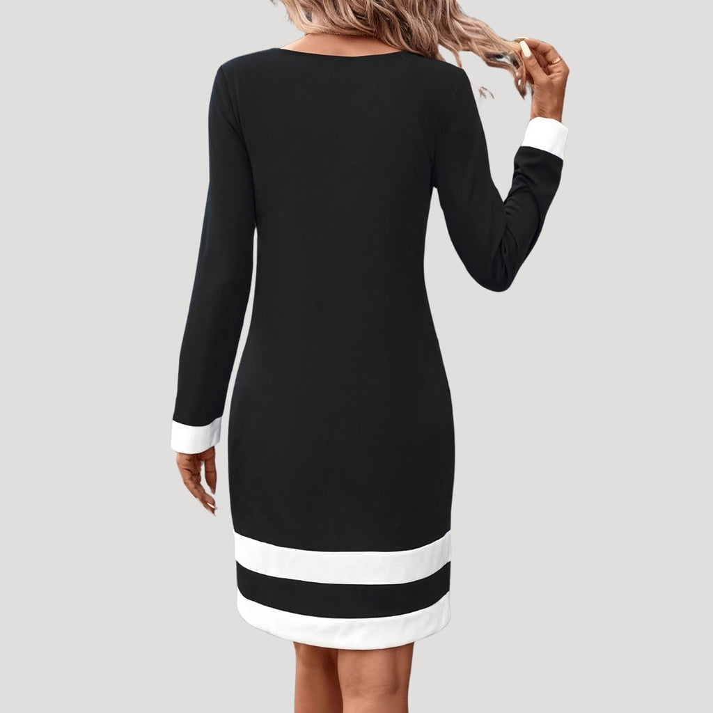 Damska Sukienka Midi | Elegancki Fason Shift z Długimi Rękawami, Idealna na Wesele 4