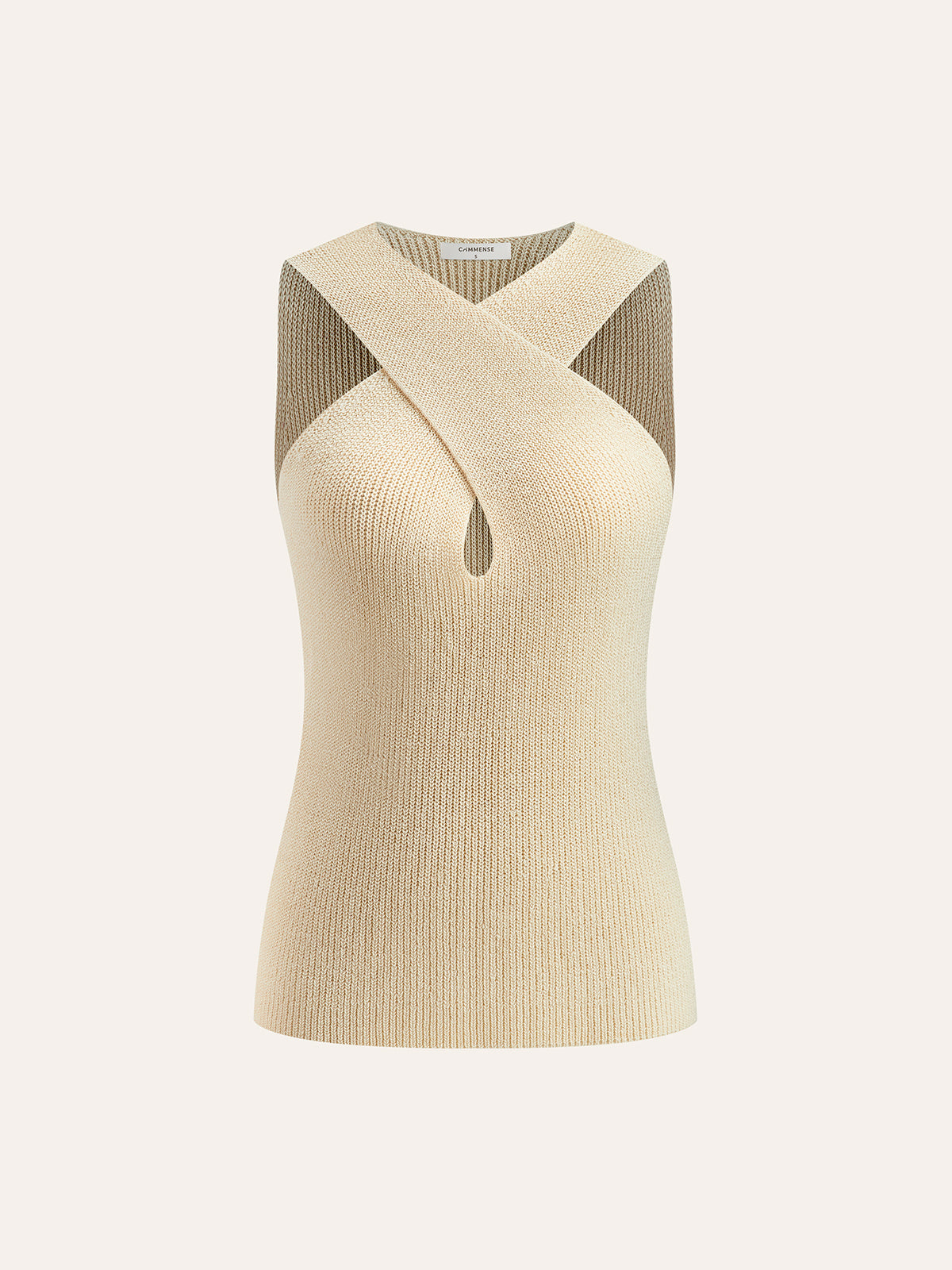 Elegancki Top Damski Halter | Krzyżowany Kołnierz, Dopasowany Fason 2