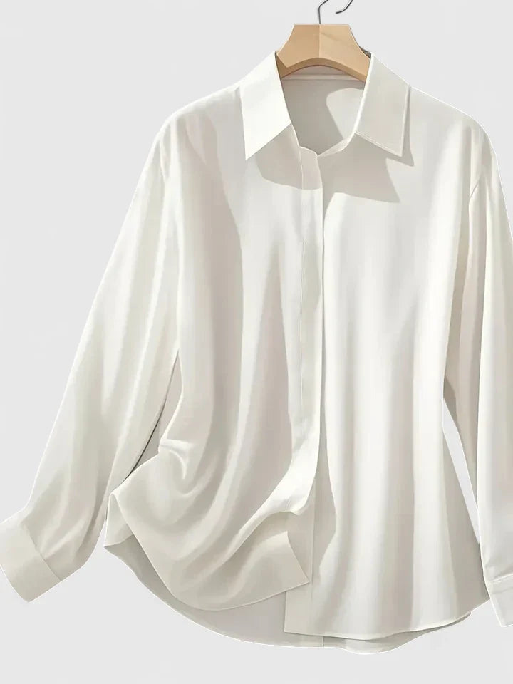 Elegancki Top Damski z Kołnierzykiem | 100% Bawełna, Długi Rękaw 1
