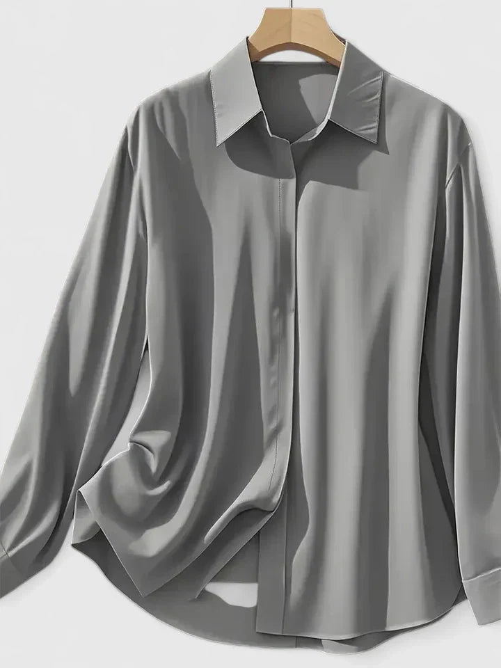 Elegancki Top Damski z Kołnierzykiem | 100% Bawełna, Długi Rękaw 2