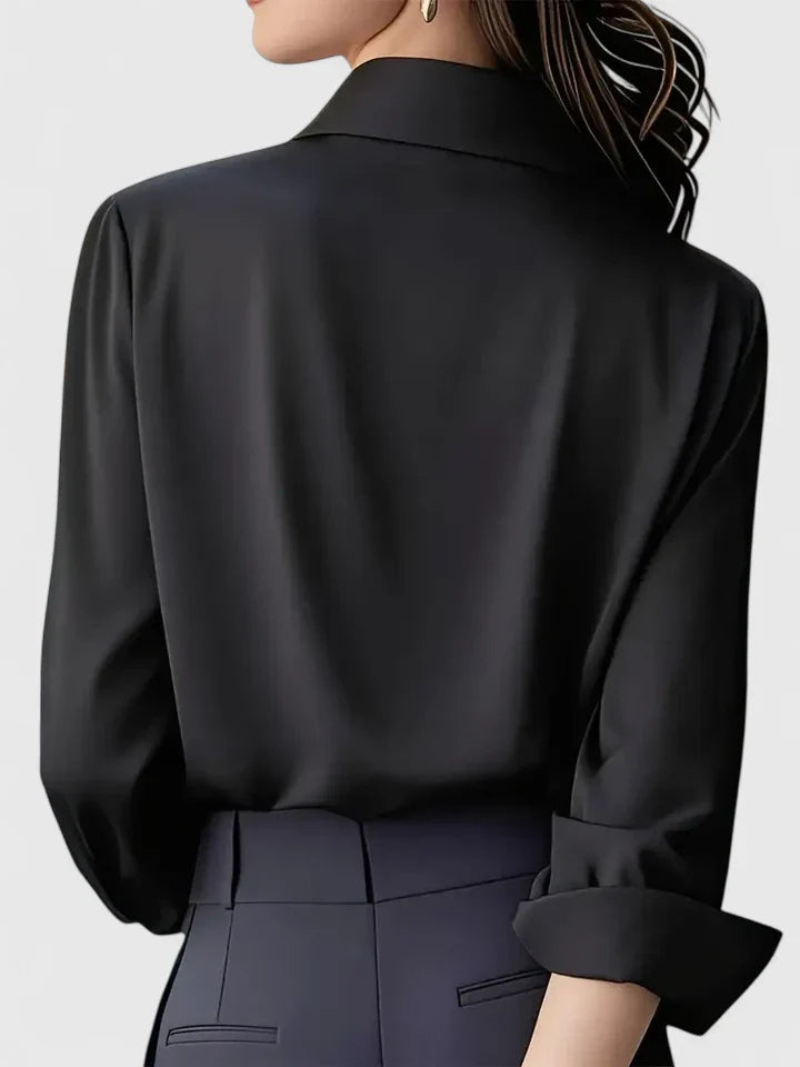 Elegancki Top Damski z Kołnierzykiem | 100% Bawełna, Długi Rękaw 3