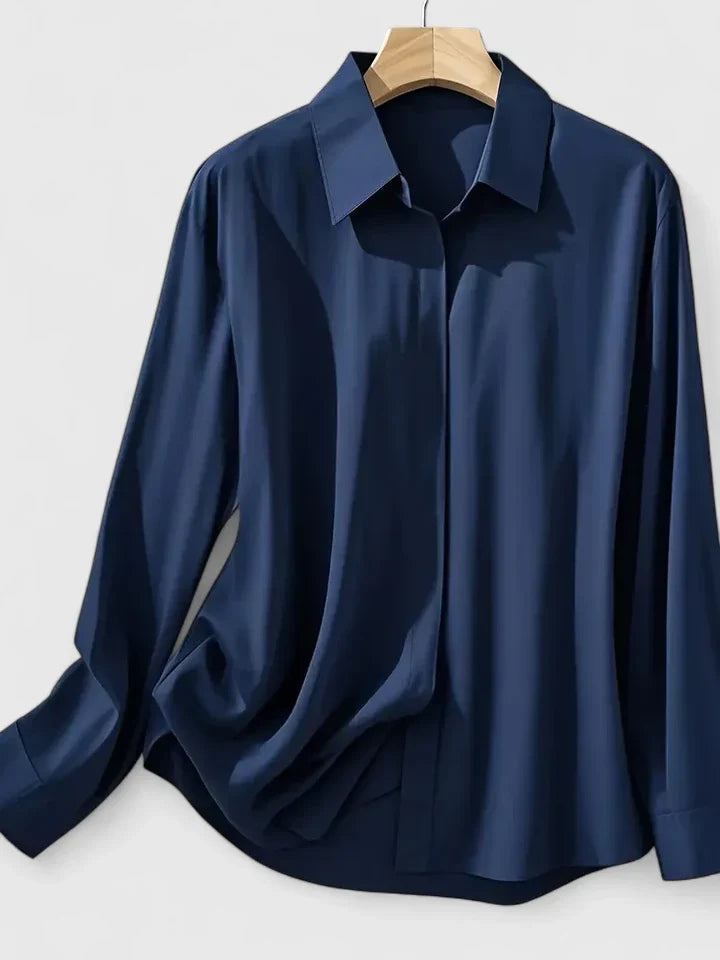 Elegancki Top Damski z Kołnierzykiem | 100% Bawełna, Długi Rękaw 4