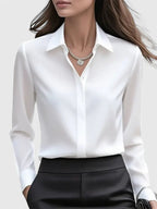 Elegancki Top Damski z Kołnierzykiem | 100% Bawełna, Długi Rękaw 5