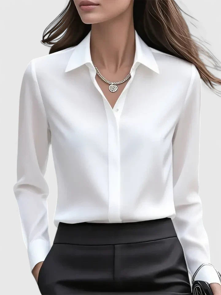 Elegancki Top Damski z Kołnierzykiem | 100% Bawełna, Długi Rękaw 5