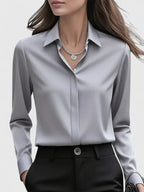 Elegancki Top Damski z Kołnierzykiem | 100% Bawełna, Długi Rękaw 7