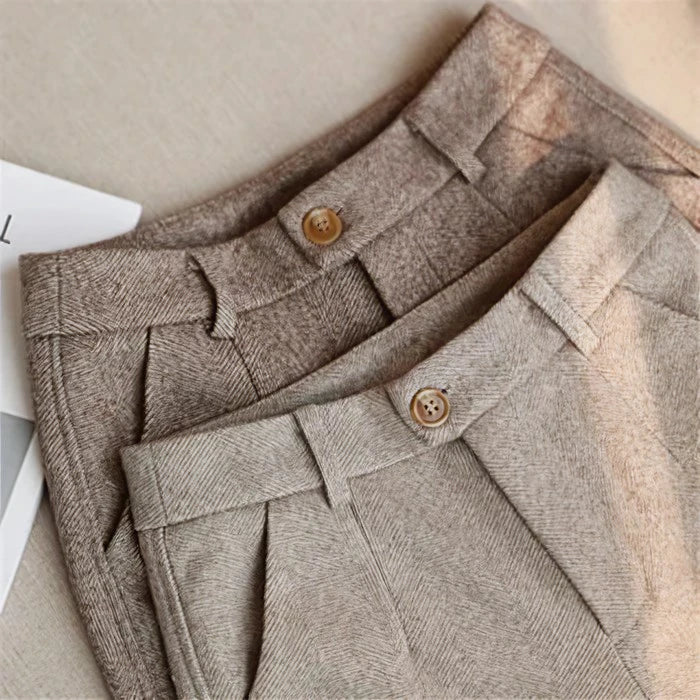 Eleganckie Spodnie z Wełny-Trousers-Moda Perla