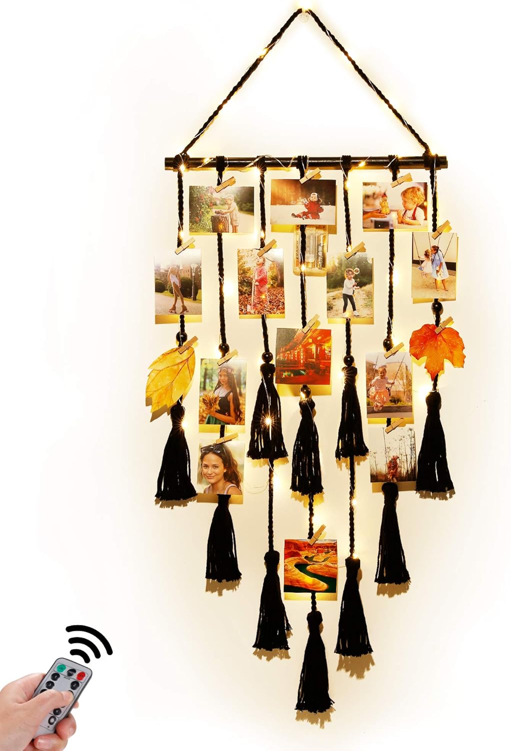 Hedra Macrame Photo Display | 30 Klipsów, Oświetlenie LED 0