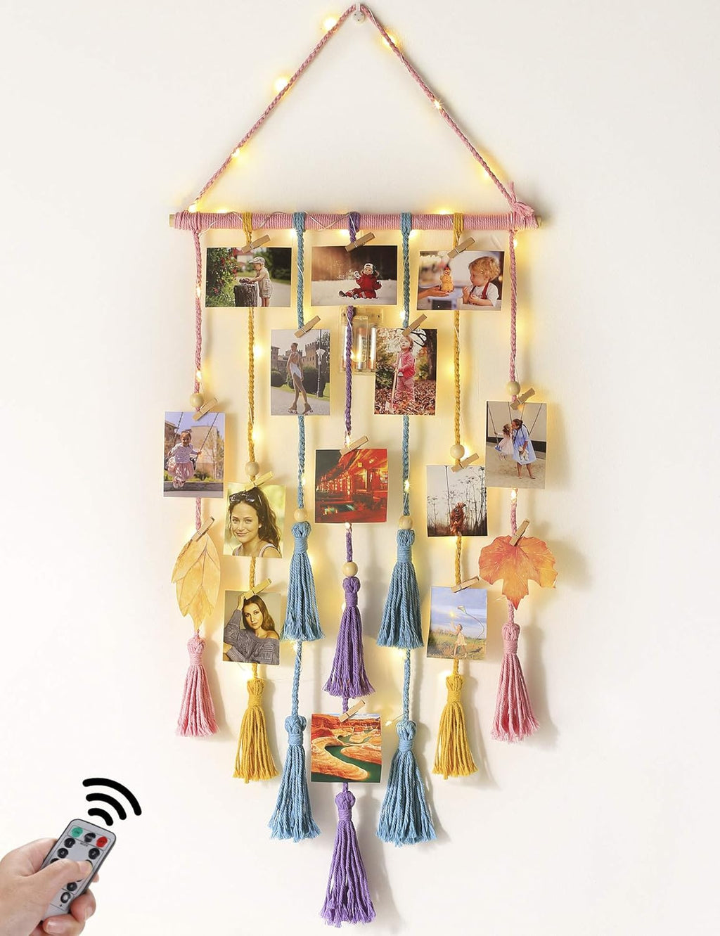 Hedra Macrame Photo Display | 30 Klipsów, Oświetlenie LED 10