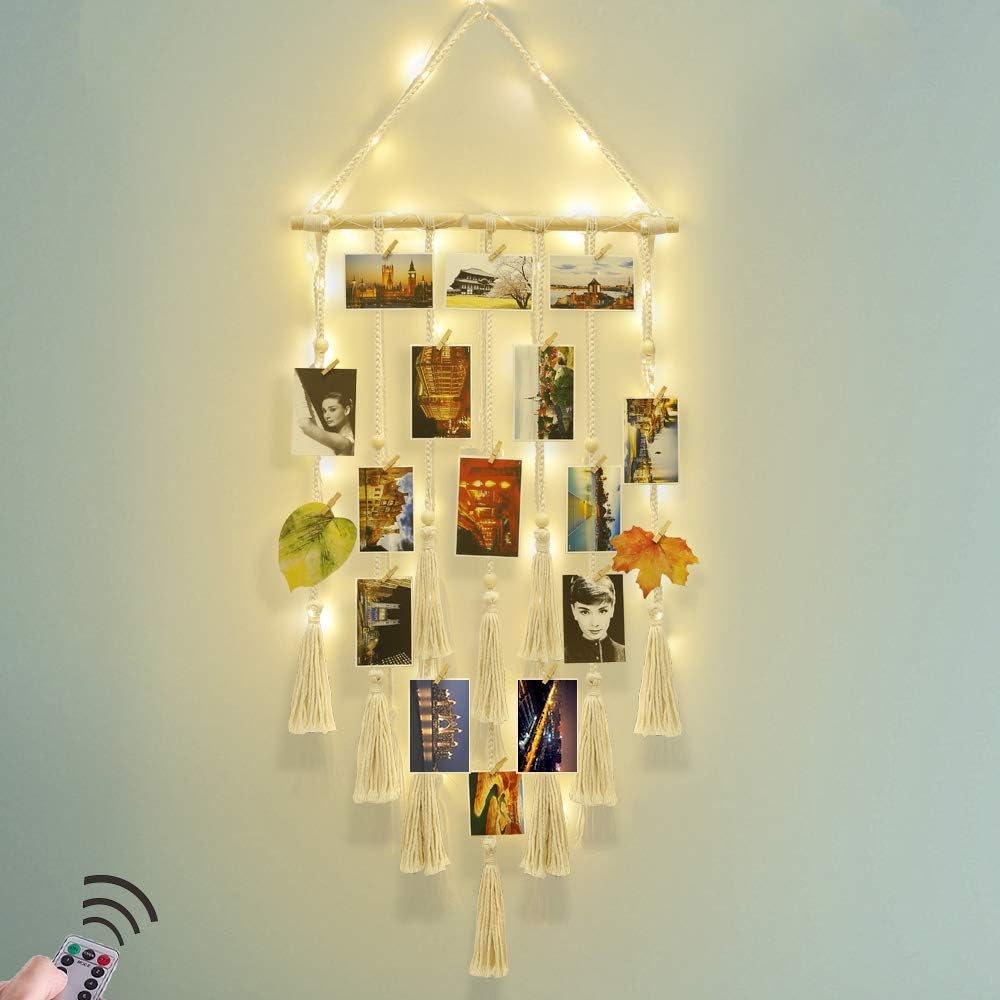 Hedra Macrame Photo Display | 30 Klipsów, Oświetlenie LED 11