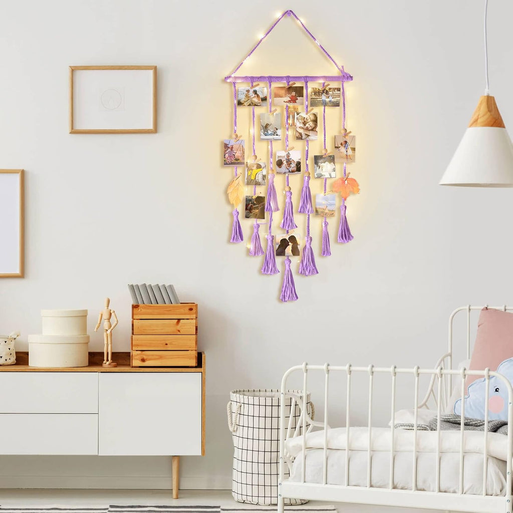 Hedra Macrame Photo Display | 30 Klipsów, Oświetlenie LED 2