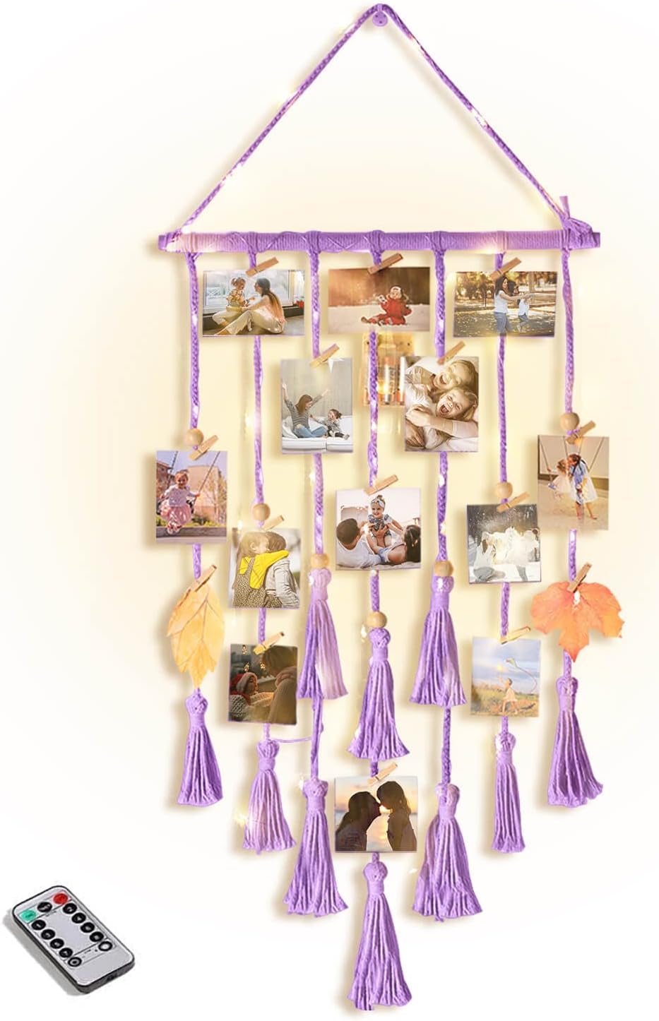 Hedra Macrame Photo Display | 30 Klipsów, Oświetlenie LED 3