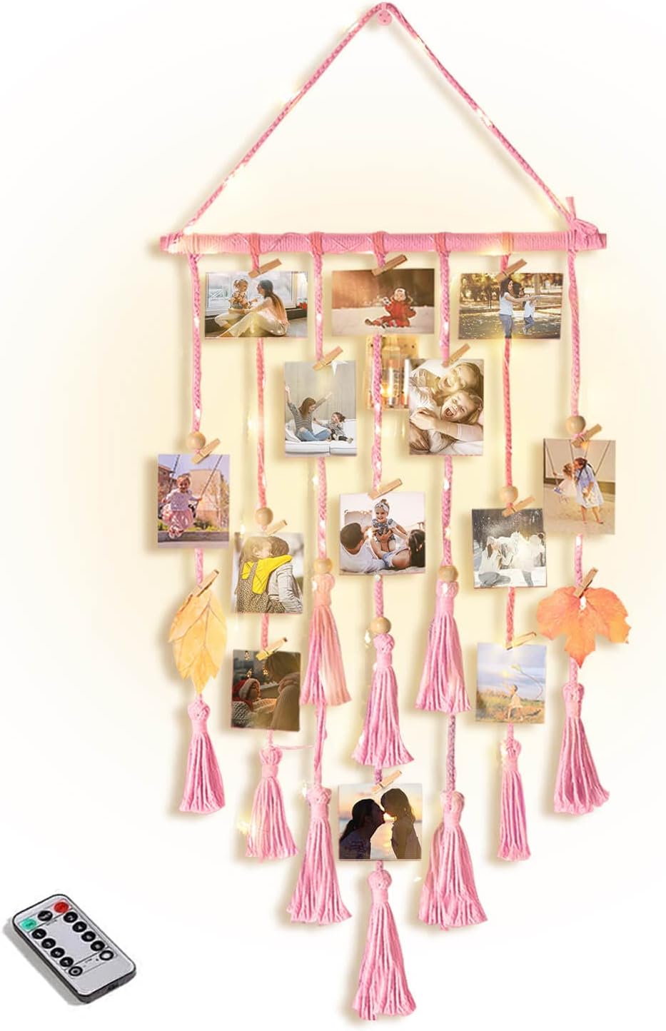 Hedra Macrame Photo Display | 30 Klipsów, Oświetlenie LED 6