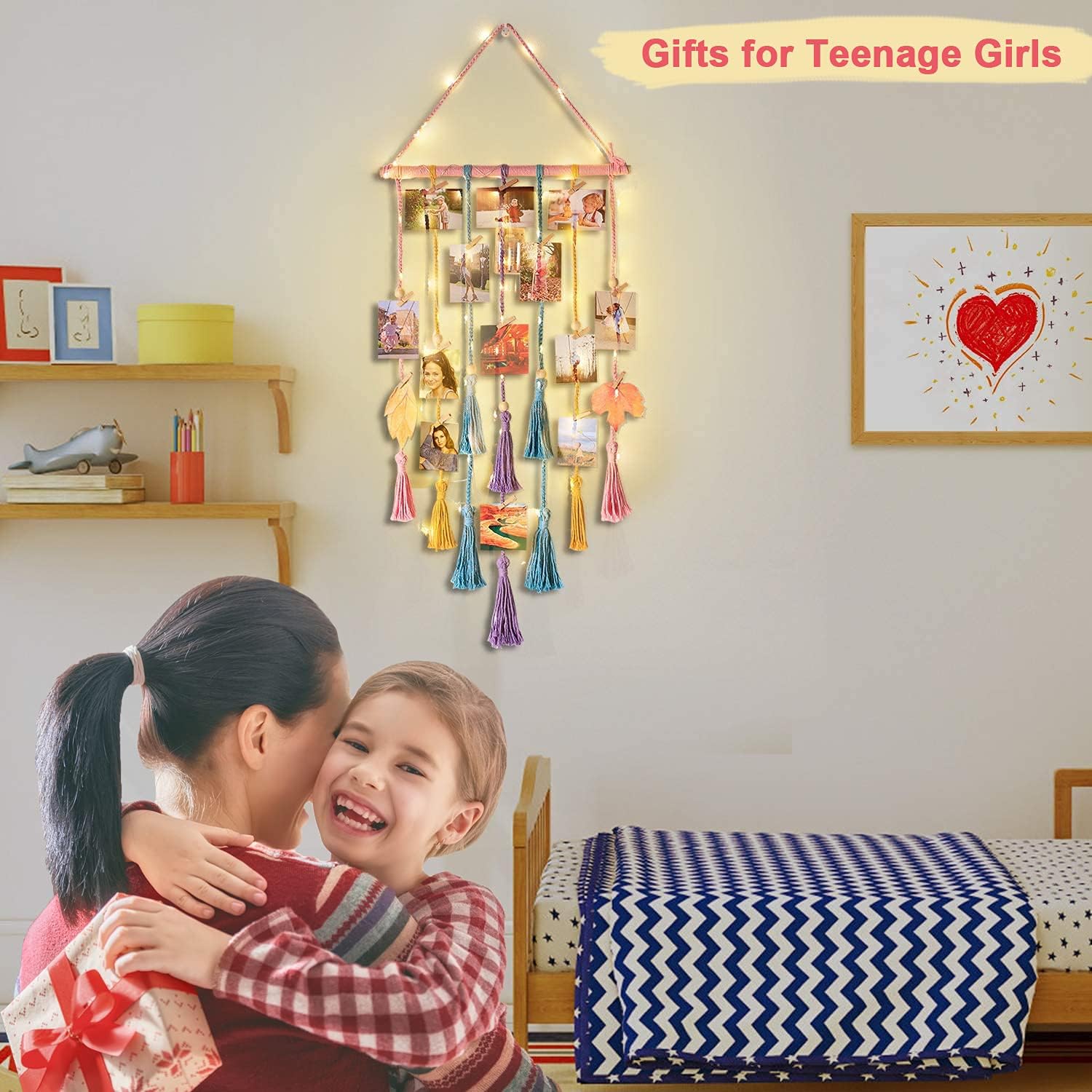 Hedra Macrame Photo Display | 30 Klipsów, Oświetlenie LED 7