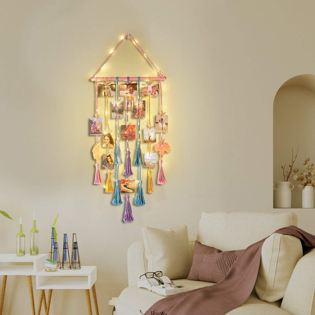Hedra Macrame Photo Display | 30 Klipsów, Oświetlenie LED 8