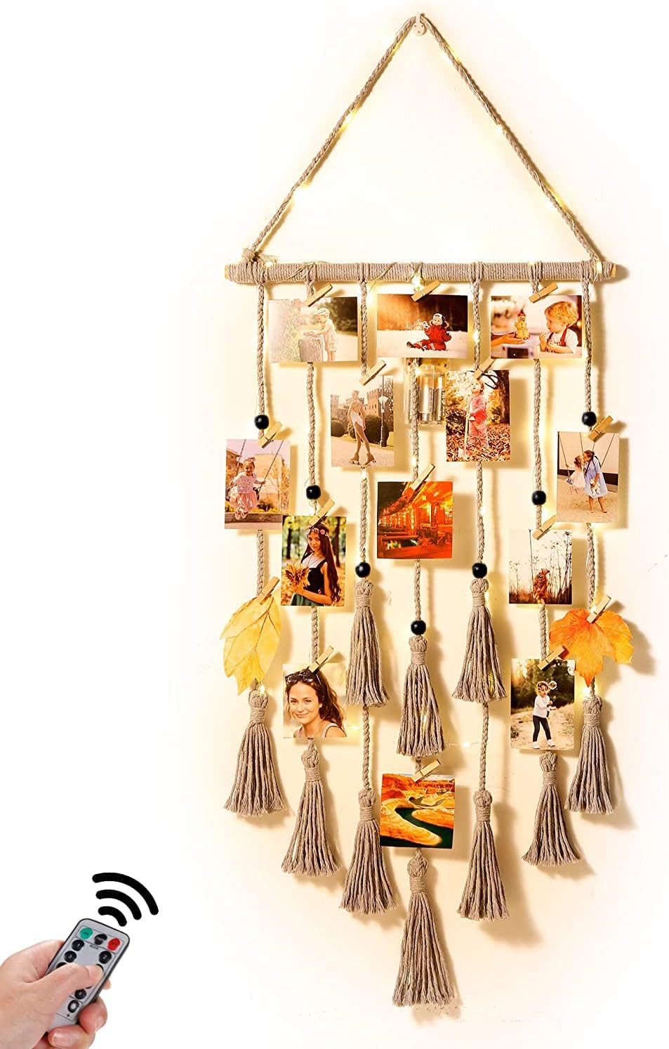 Hedra Macrame Photo Display | 30 Klipsów, Oświetlenie LED 9