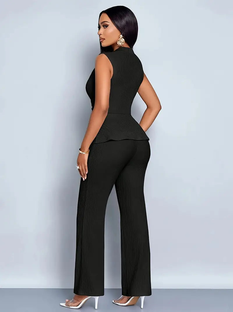 Izabela Damski Zestaw Spodni | Plisowany Peplum 2