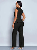 Izabela Damski Zestaw Spodni | Plisowany Peplum 2