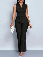 Izabela Damski Zestaw Spodni | Plisowany Peplum 3