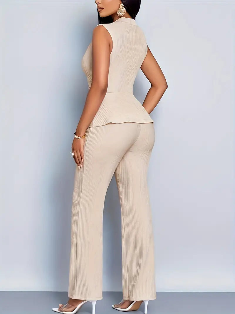 Izabela Damski Zestaw Spodni | Plisowany Peplum 4