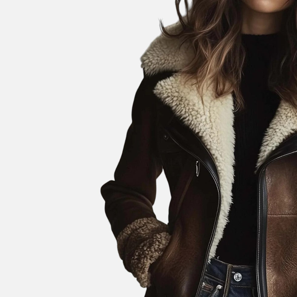 Jasmin Women's Winter Coat | Soft Faux Leather, Stylish Brown 1